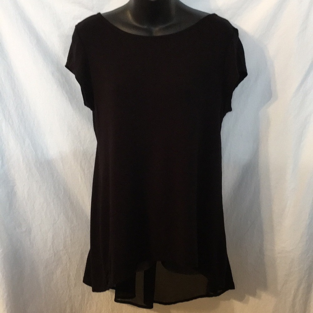 Kim & Cami Black Short Sleeve Tunic Top Medium